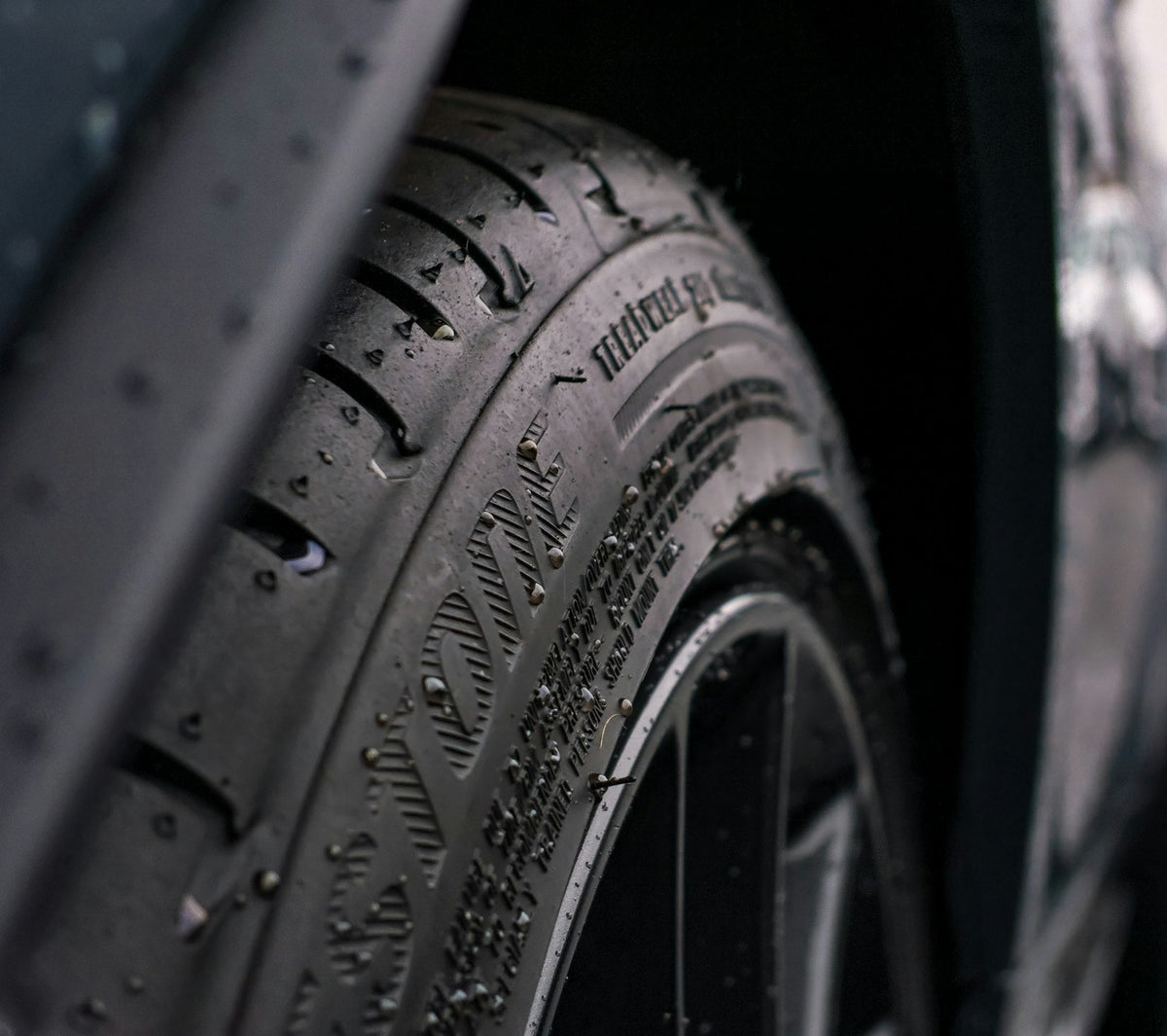 Close-up of car tyre tread