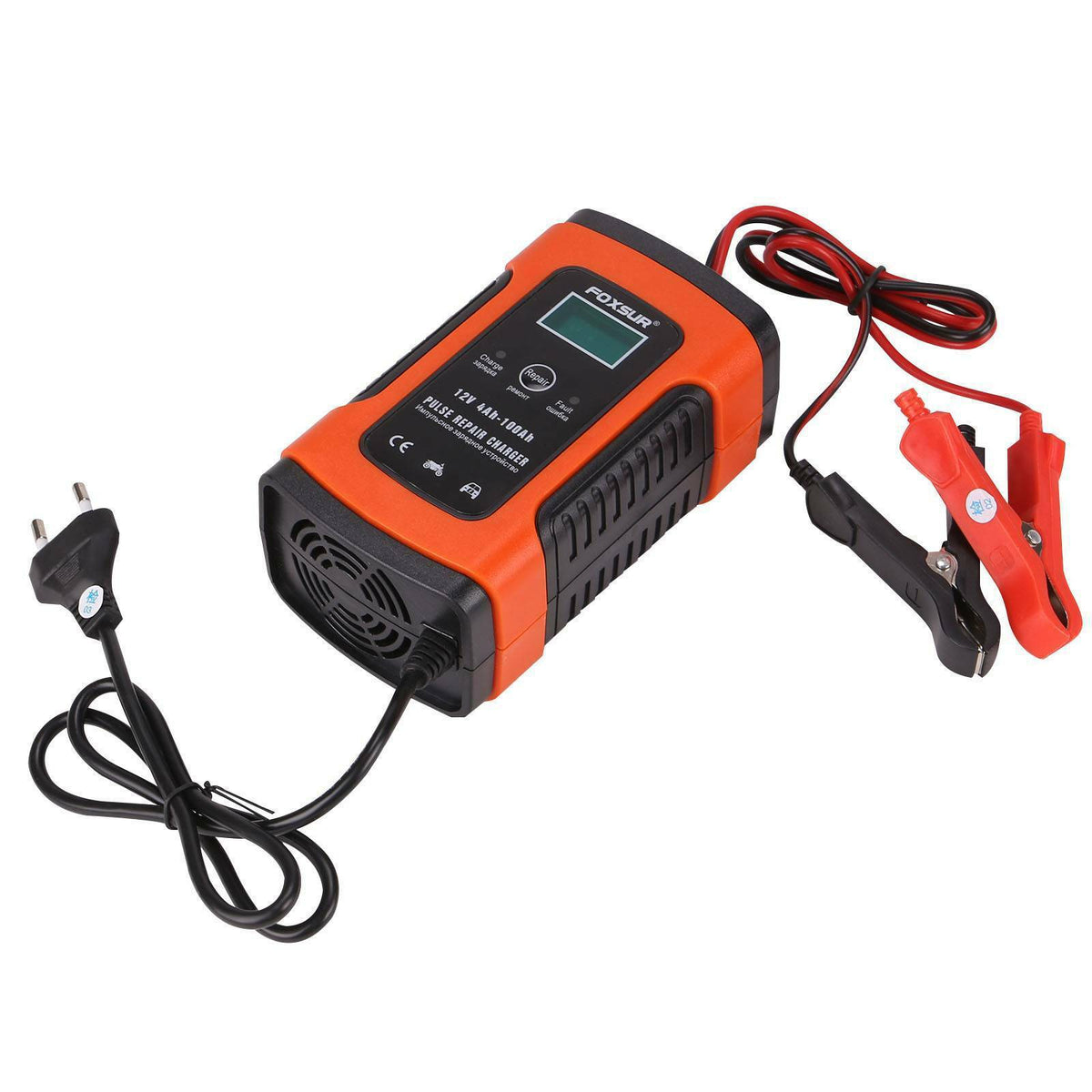 Smart 12V car battery charger with LCD screen