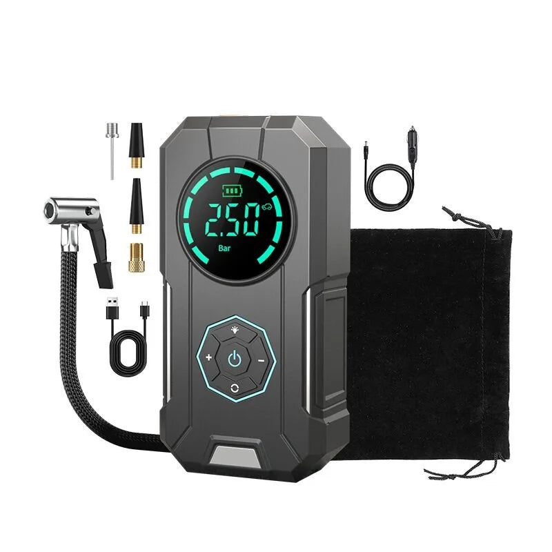 Tire inflator with air hose