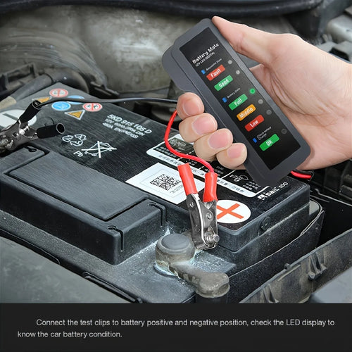 Testing a car battery in the engine bay