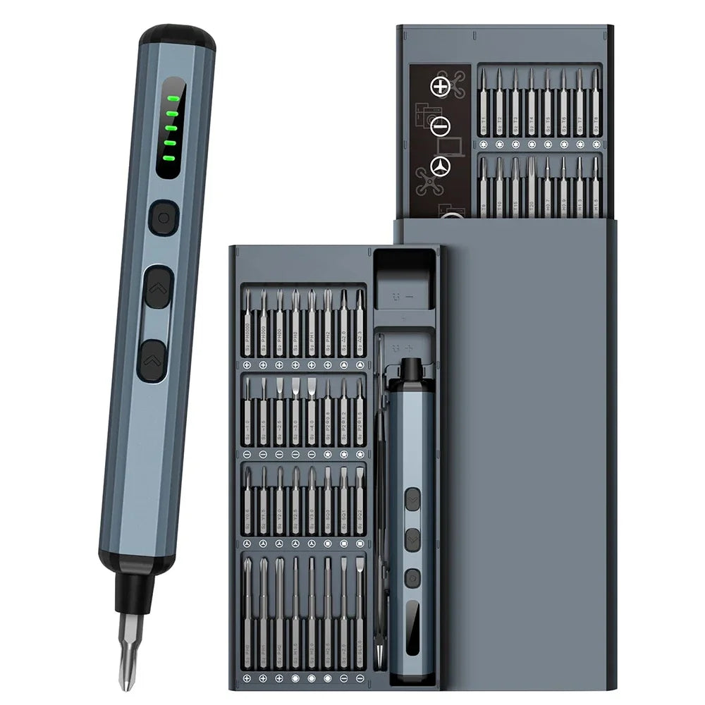Screwdriver next to the open bit case