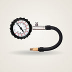 Tire pressure gauge with dial and hose