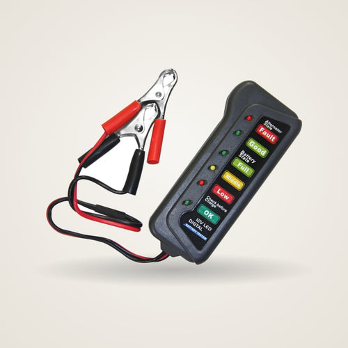 12V car battery tester with LED indicators